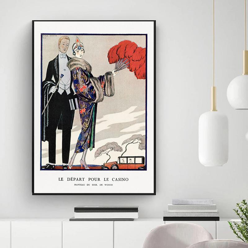 Vintage Kunst Og Victoriansk Retro Plakat Lerretmaling Kvinne Mote Klær Kjole Veggkunst For Stue Hjemmeinnredning