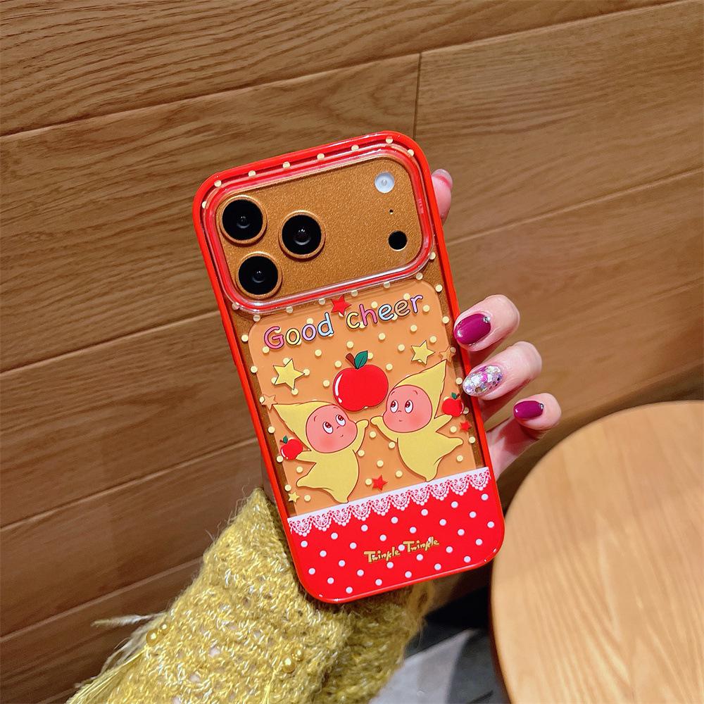 Cartoon Red Star iPhone 14/13 Pro Max Case, New Year Edition, Anti-Fall Protection