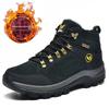 Heren Echt Leer Waterdichte Hoge Wandelschoenen - Winter Buiten Antislip, Slijtvast en Met Extra Fluweel Warm.