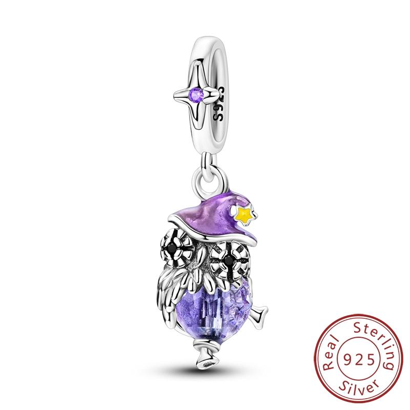 Purple Series Charms Beads 925 Silver Butterfly Firefly Spirit Snake Charm Fit Bracelet Woman DIY Jewelry