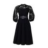 Reress Summer Plus Size Lace Crochet Sexy Hollow Pleated Dress Dress