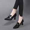 Pointed High Heels Women's Autumn New Rhinestone Square Buckle Deep Mouth Stiletto Fashion Shoes Stone Pattern Cow Patent Leather Women's Shoes