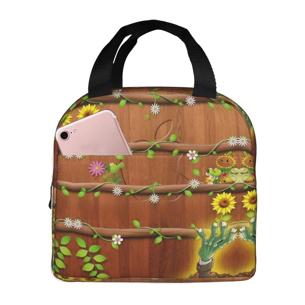 Custom Plants Gaming Zombies Insulated Lunch Bags for Camping Travel Video Game Resuable Thermal Cooler Bento Box Unisex