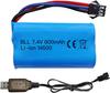 1x Li-ion Battery 7.4V 600mAh 2S with SM-3P Connector + USB Cable – Compatible with RC Car DE82, TK3086B, TK-3082B, G20601, Stunt Flip Car