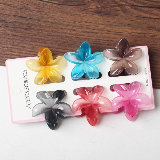 6Pcs Hair Claw Vibrant Color Flower Shape Back Head Large Hair Clip Women Shark Hair Claw Lightweight Hair