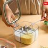 1pc Four-Compartment Integrated Spice Storage Box with Lid - Transparent Plastic Kitchen Organizer for Salt, Pepper, Sugar & Herbs