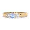 Moonstone Elegant Three Stone Ring - 925 Sterling Silver Gold Vermeil