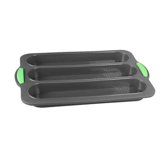 Silicone Bread Mold Non-Stick Food Grade Baguette Loaf Pan Cake Baking Tray with Drain Holes for Home Kitchen Bakery Burger Buns Sandwich Cookies