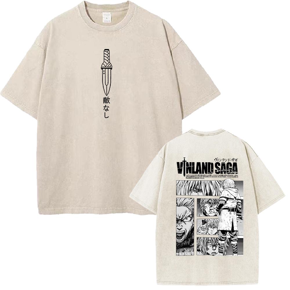 VINLAND SAGA Manga Graphic T-Shirt Thorfinn Vintage Washed Loose Tee