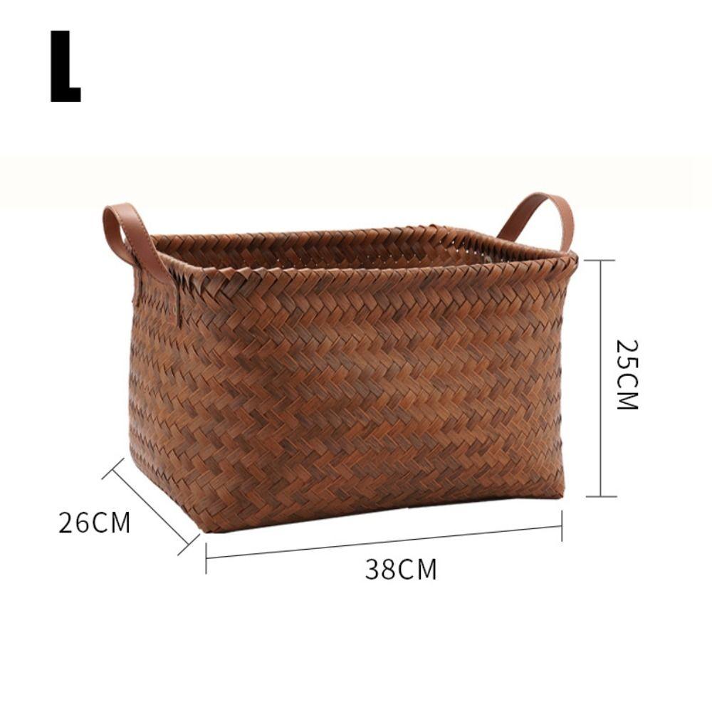 Brown Dirty Clothes Basket New 38cm Imitation Rattan Weaving Picnic Basket Portable Storage Basket Laundry