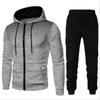 Autumn Winter Tracksuit Men Pocket Dot Print Hooded 2 Piece Sets Mens Outfits Suit Men Fleece Sport Hoodie Sweatpants Two Piece Sets