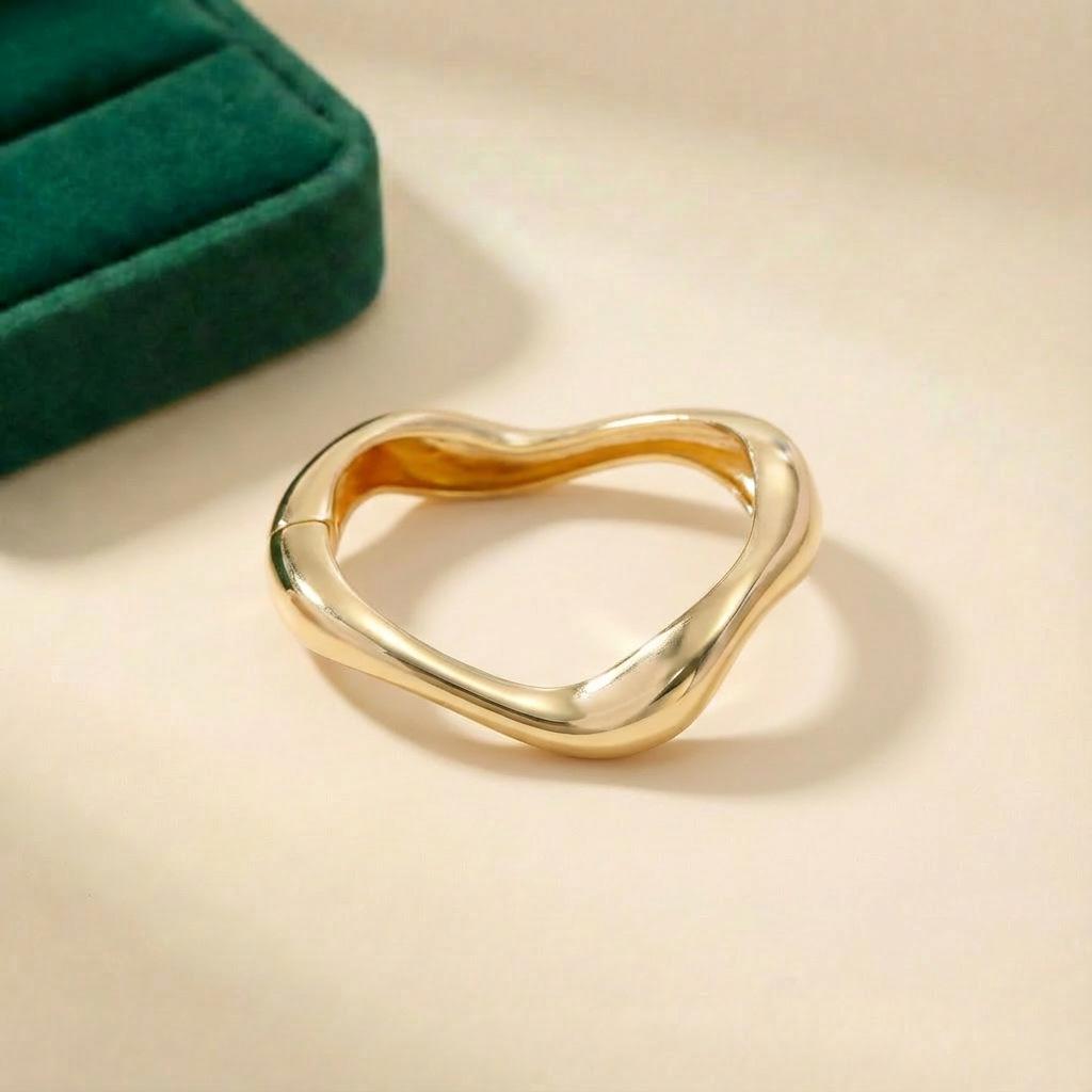 European & American Geometric Heavy Metal Open Bangle Bracelet - Minimalist & Wide Design
