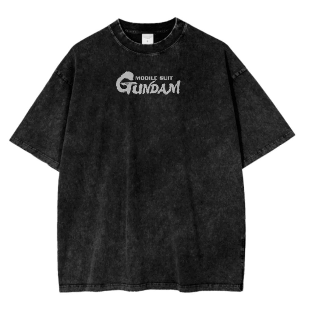 New ACID WASH TEE MOBILE SUIT Gundam Printed Tshirt Mens and Womens Washed Tshirt High Quality Vintage Cotton Tshirt