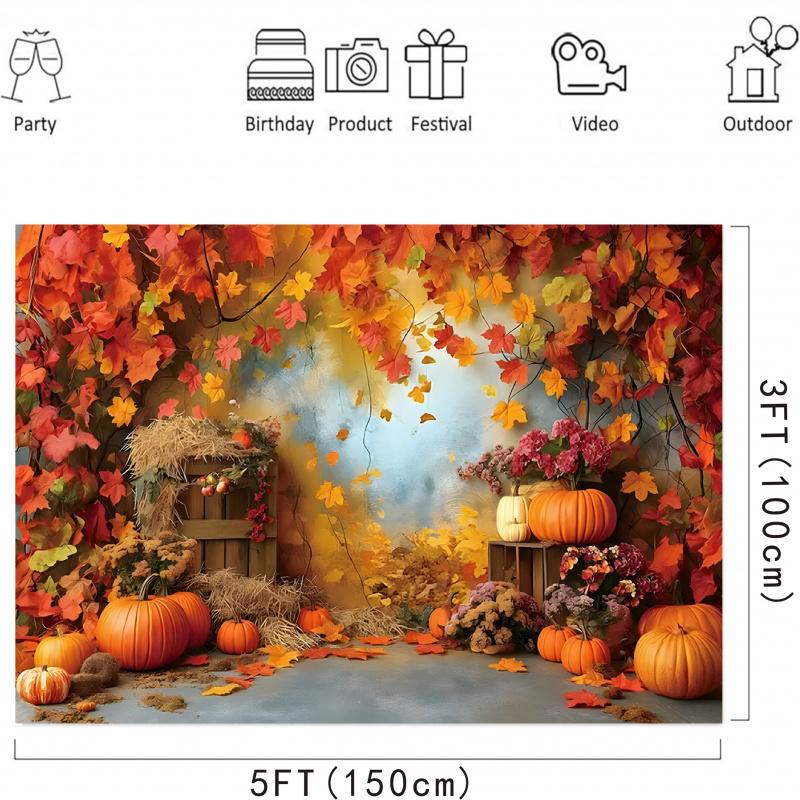 1pc, 2D Flat, Autumn Thanksgiving Harvest Backdrop, Perfect for a Friend's Party, Photo Booth Props, Wsj