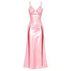 Women Glossy Waterproof Sling Sleepdress V Neck Thin Strap High Waist Side Slit Vinyl Clubwear for Rave Party Beach Night Out