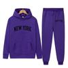 New York Letter U.S.A City Hoodies + Pants 2 Pieces Sets Men Fashion Sweatshirts Women Casual Hooded Pullovers Sportwear Suit