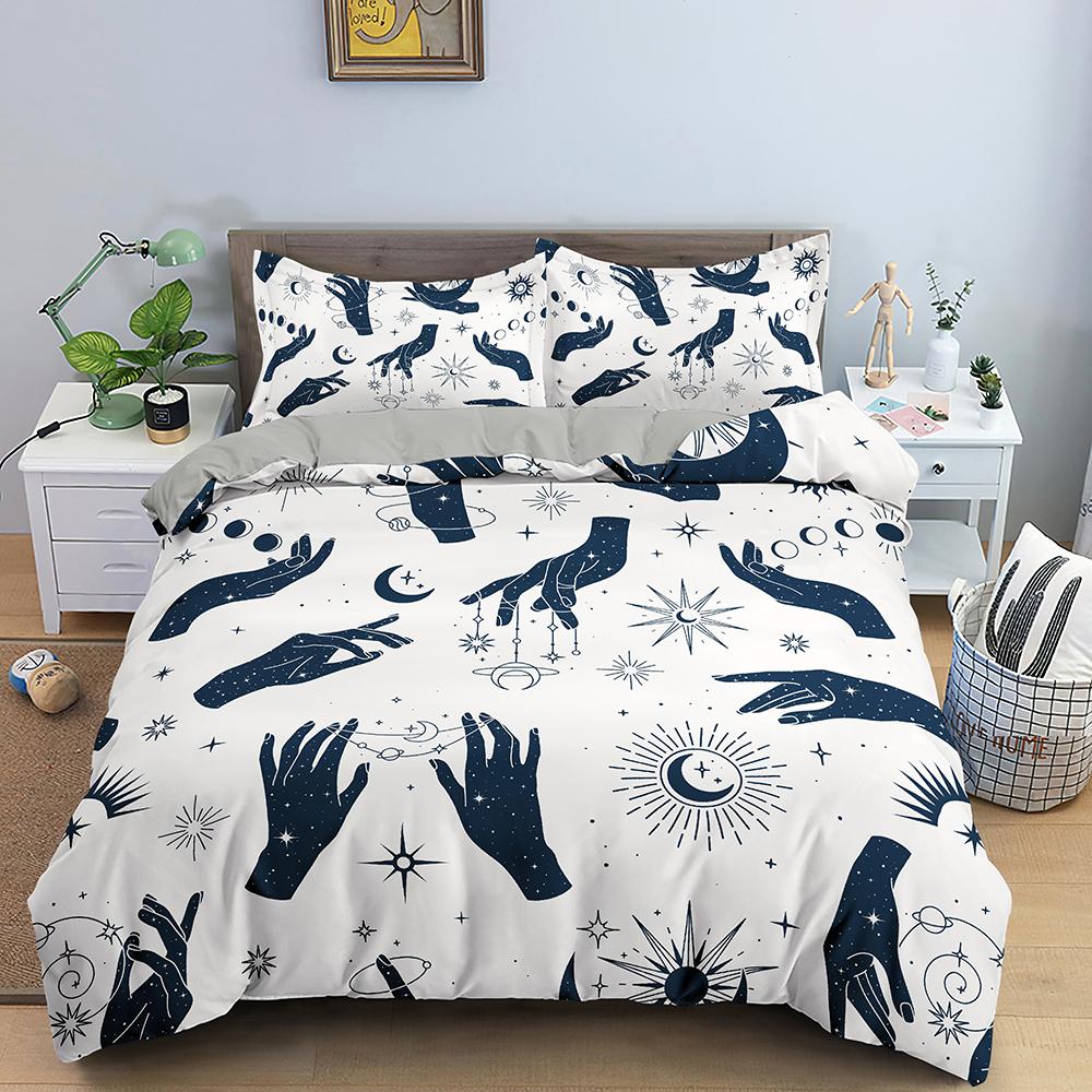 Bohemian Duvet Cover Set Universe Sun and Moon Themed Polyester Comforter Cover King Queen Full Size for Kids Boys Bedding Set