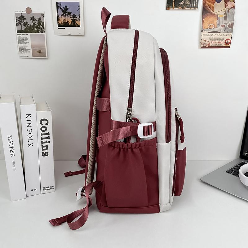 Contrast Color Cartoon Backpack Junior High School Students Lightweight Schoolbag Women's Large Capacity Backpack