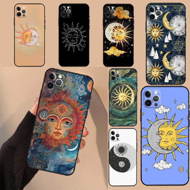 Sun Moon Aesthetic Phone Case For iPhone 17 Air 16 14 13 11 15 Pro Max mini 15 16 Plus 16e Protective Cover