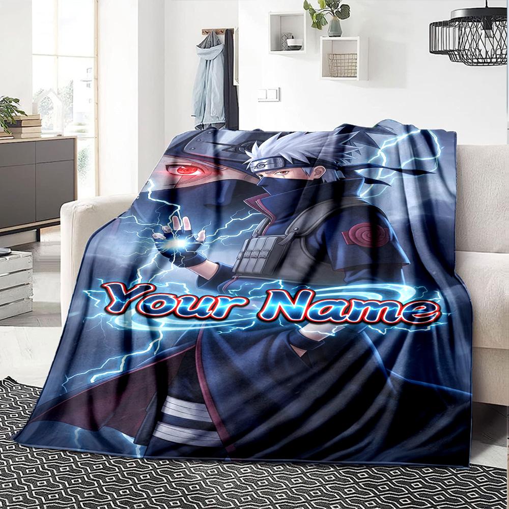 Naruto Charakter Text Personalisierbare Decke Geschenk Personalisierbare Decke Weich Warm Gemütlich Perfekt für Sofa Heimdeko Couch Büro Vier Jahreszeiten Universell