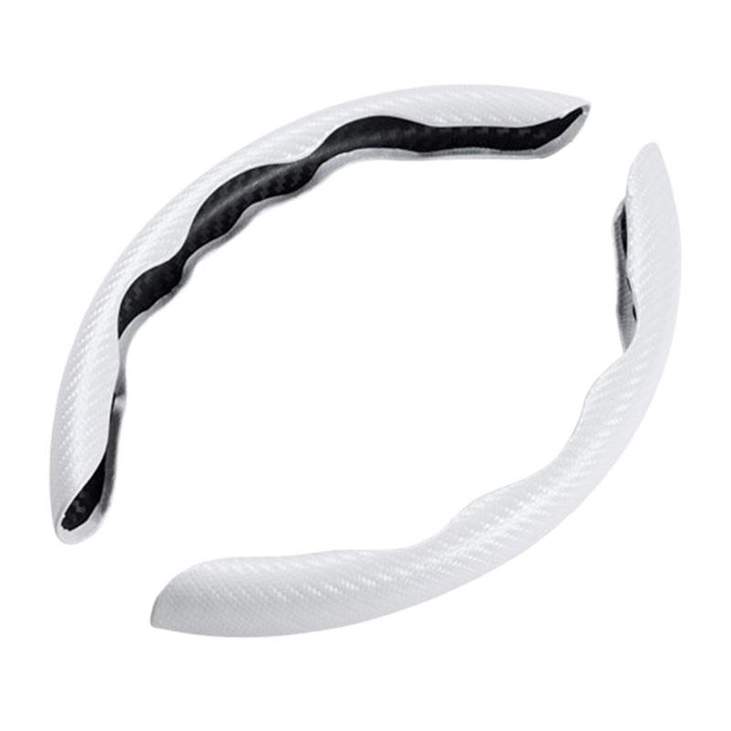 2PCS Carbon Fiber Car Round Steering Wheel Cover Non-Slip Steering Cover Protector Anti Dust Washable Interior Auto Accessories