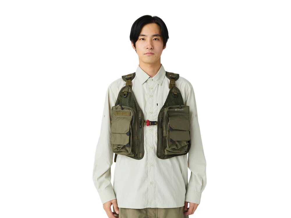 Snow Peak SP FF Joint System Vertical Strap Mesh Vest Vest for Men and Olive One SPF-JK-25AU903 Women,