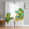 Cartoon Cute Frog Prince Kawaii Sheer Curtain for Living Room Bedroom Voile Drape Kitchen Window Tulle Curtains Home Essentials