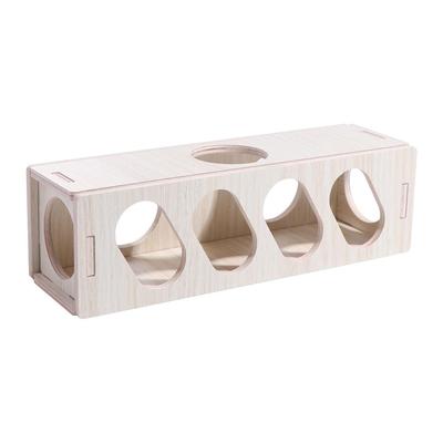 Small Animals Natural Hamster Wooden Tunnel Funny Exploring Secret Peep Shed Gym Exercise Climbing Hideout Ferret