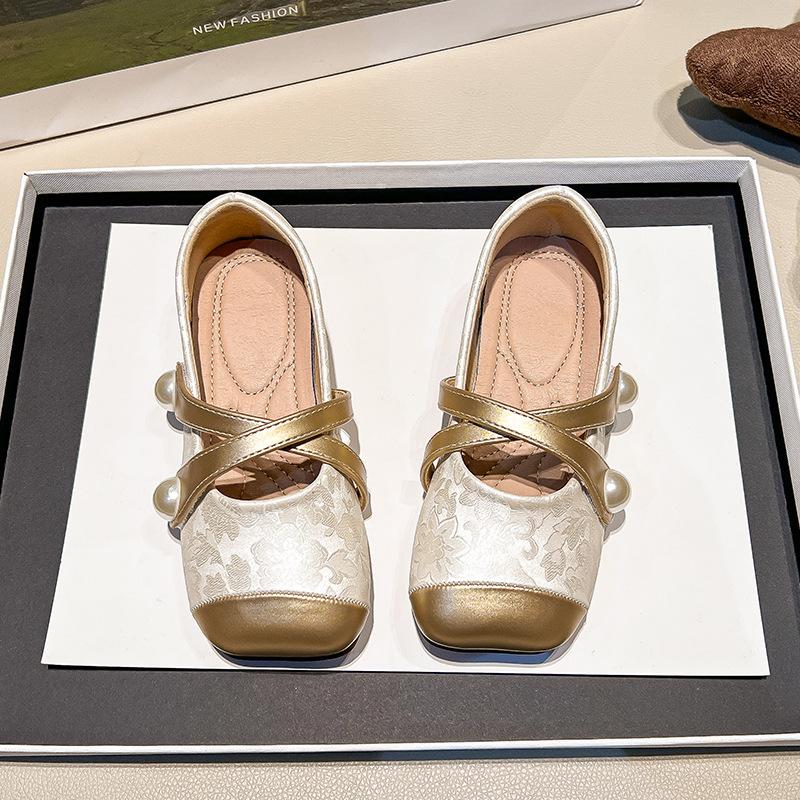 Dziewczęce skórzane buty na wiosnę i jesień, miękka podeszwa, styl chiński, nowe chińskie buty księżniczki, retro pojedyncze buty