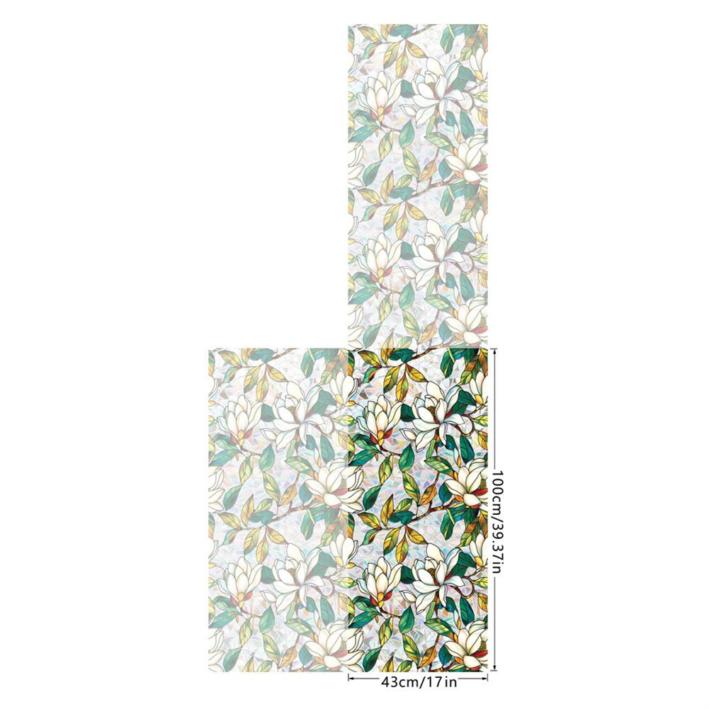 Static Cling Decor Window Film Vivid Plant Flower Stained Glass Window Decals Sticker Sunscreen Window Clings For Room Kitchen