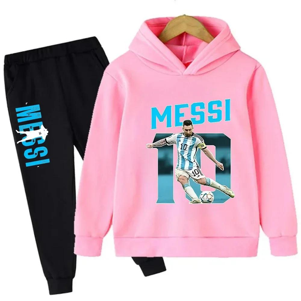 Herfst Voetbalster Messi 3-12J Kinderen Hoodies Sets Broekpak 2 Delige Sets Kinderen Jongen Meisje Kleding Casual Mode Trainingspakken