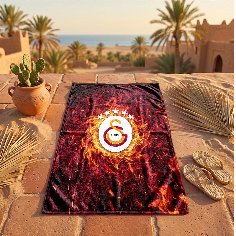 Galatasaray FC Nyomtatott Mikroszálas Strandtörölköző Gyorsan Száradó Nedvszívó Nagy Törölköző Strandoláshoz, Úszáshoz, Utazáshoz
