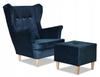 ARI Wing Chair with Footrest, Scandinavian Dark Navy Blue