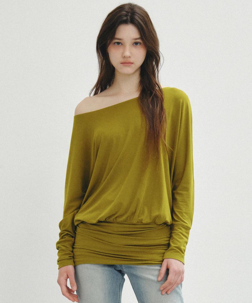 CITTA Soft Touch Off-Shoulder Relax Tee_Ctt3005(Olive)