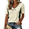 Women's V-Neck Lightweight T-Shirt with Soccer Print for Spring and Summer