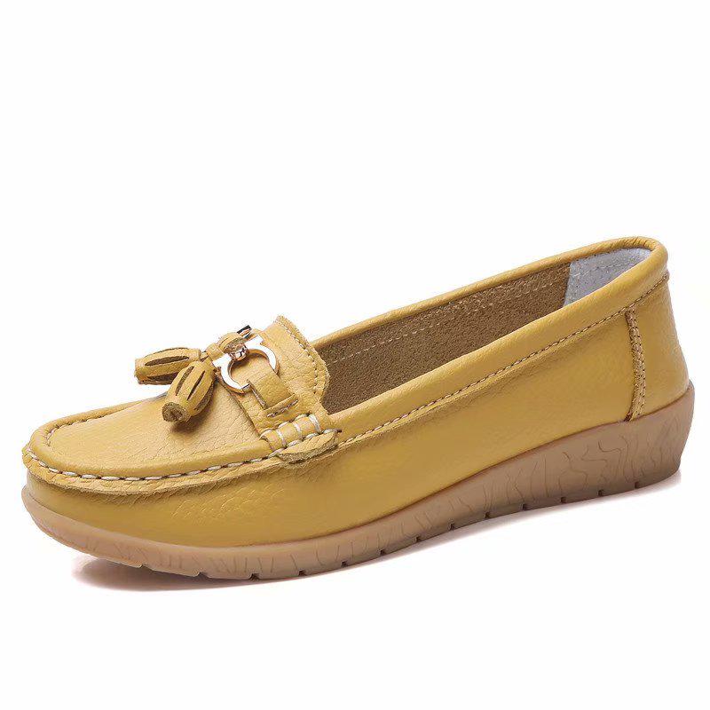 Women Leather Falt Shoes Soft Soles Breathable Loafers Mom Gifts Femmes Mocassins Slipper