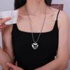 Korea Dongdaemun Three-dimensional Love Pendant Necklace Simple and Versatile Peach Heart Collarbone Chain Versatile Fashion Personalized Pendant