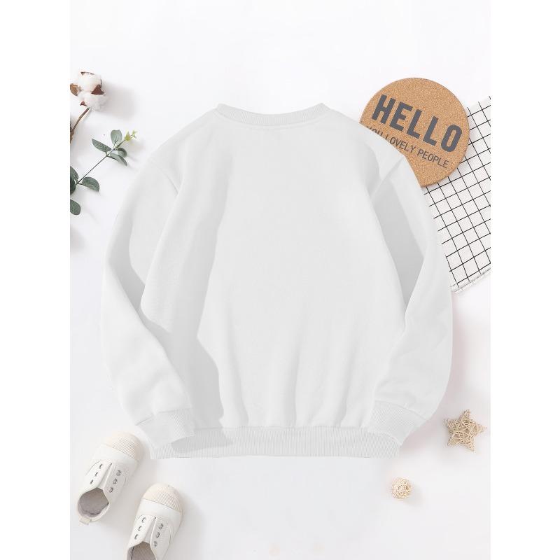 European Sizes Kids Fashion Plus Velvet Round Neck Brushed Sweatshirt The Wall Santa Claus Cartoon Pattern Printing Loose Casual Long Sleeve Pullover