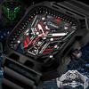 Men's Three-dimensional Hollow Square Dial Trendy Wristwatch Cool Luminous Waterproof Stainless Steel Automatic Mechanical Watch