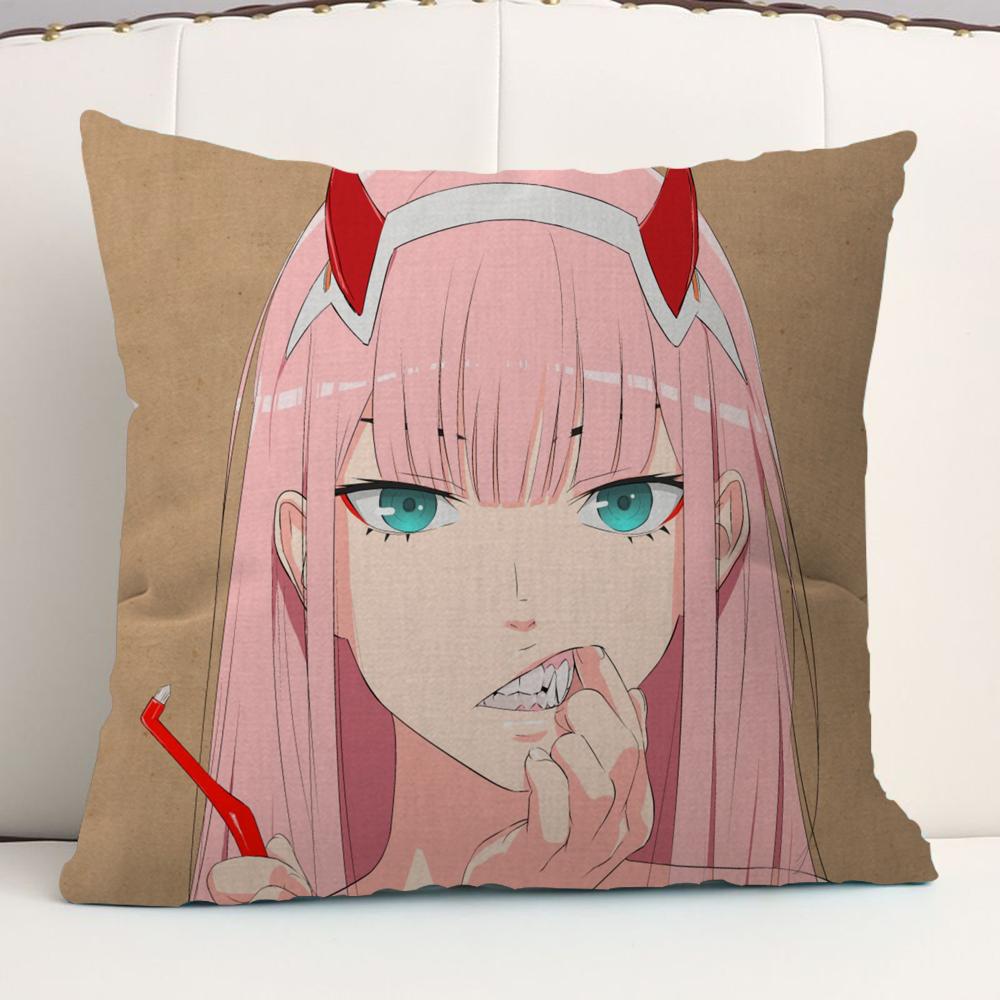 Darling in The FranXX Zero Two Kissenbezug Auto Dekokissenhülle Für Sofa Auto Weihnachtsgeschenk 40x40cm 45x45cm