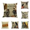 Luxurious Cotton Linen Halloween Pillow Cases With Pumpkin Pattern And Invisible Zipper