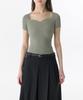 MUSINSA STANDARD WOMAN Women'S Slim Heart Neck Short Sleeve Knit [Sage]