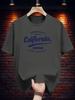 200g 100% Cotton California Graphic Print T-shirt - Vintage Style Short Sleeve Round Neck Casual Summer Tee