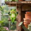 Backyard Balcony Plant Ornament Garden Swing Frog Statue, Resin Hanging Ornament, Whimsical Decorative Figurine Cute for Front Porch Yard Decoration