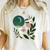 Comfort Colors Botanical Face Shirt, Botanical Face and Moon Tee, Floral Feminine Face Shirt, Premium Boho Tee, Handmade Boho Woman Face Tee
