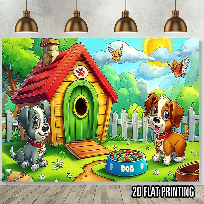 2D Cute Cats Birthday Tapestry with Party Hats, Cake and Colorful Balloons Wall Decor