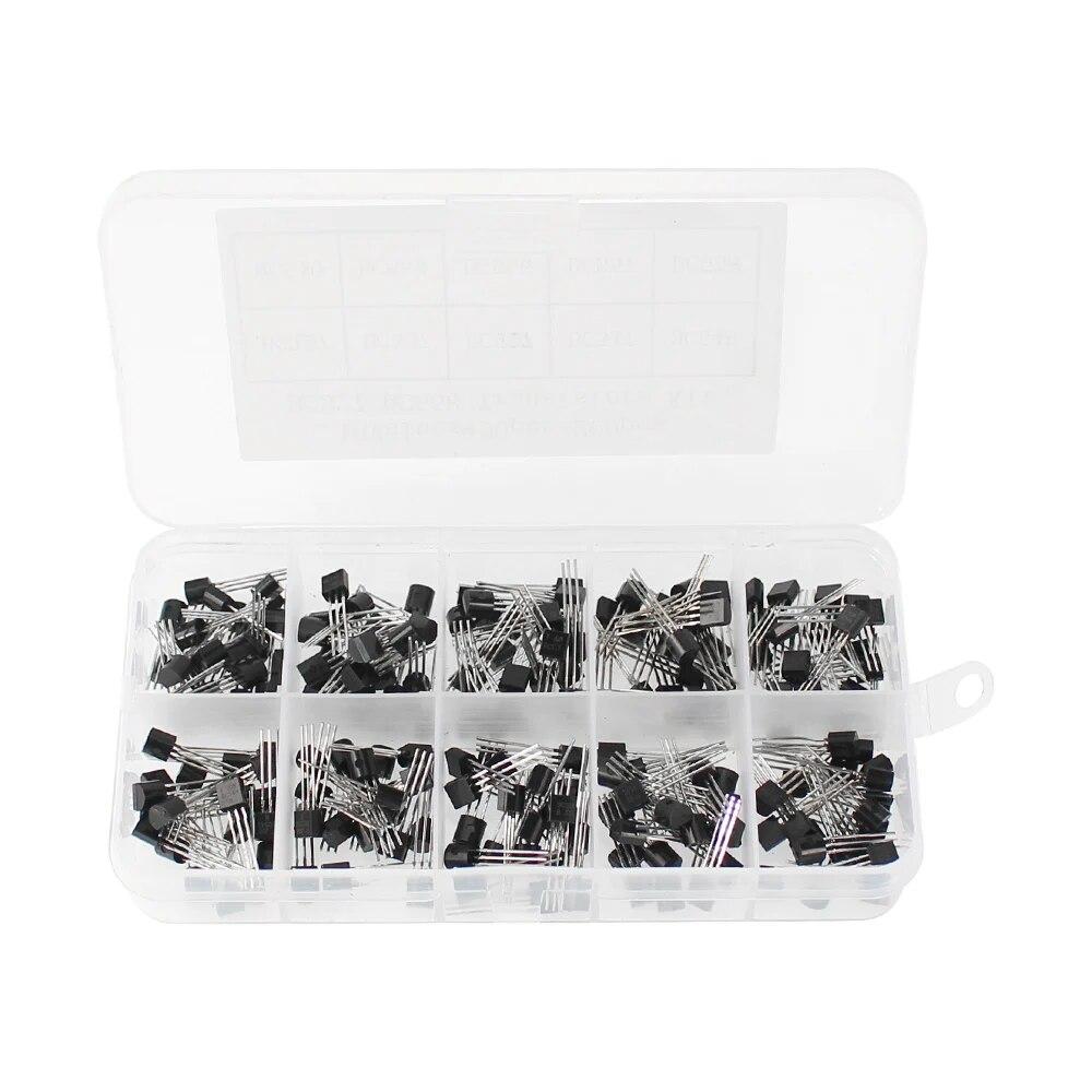 200PCS 10Value TO-92 Transistor Assorted Kit, PNP NPN Transistors BC327 BC337 BC517 BC547 BC548 BC549 BC550 BC556 BC557 BC558