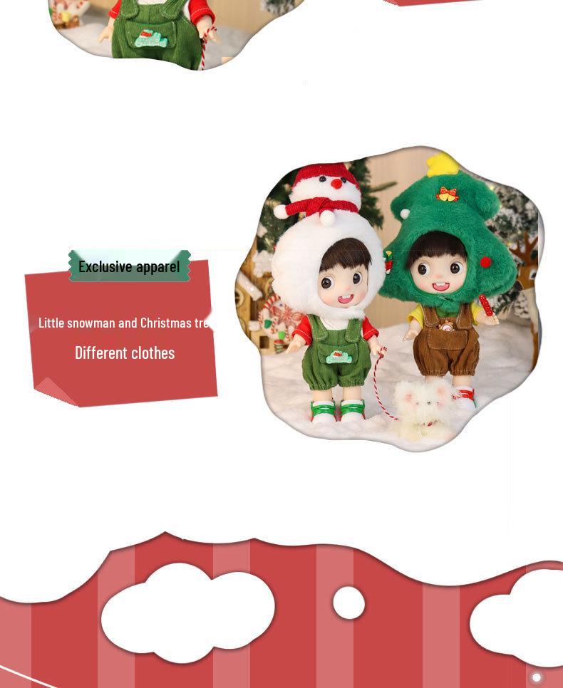 Trendy 9-inch BJD Christmas Tree Snowman Doll with Changeable Clothes - Hot-selling Holiday Gift