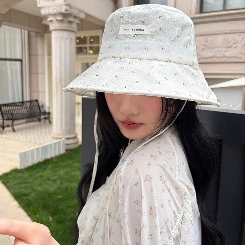 Ins Small Fresh Floral Fisherman Hat Children Summer Travel Sunshade Sunscreen Hat Show Face Small Sweet Pot Hat