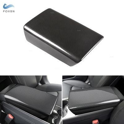 Pour Tesla Model 3 Y Intérieur de Voiture Console Centrale Contrôle Accoudoir Boîte de Rangement Couvercle Garniture Accessoires ABS Fibre de Carbone